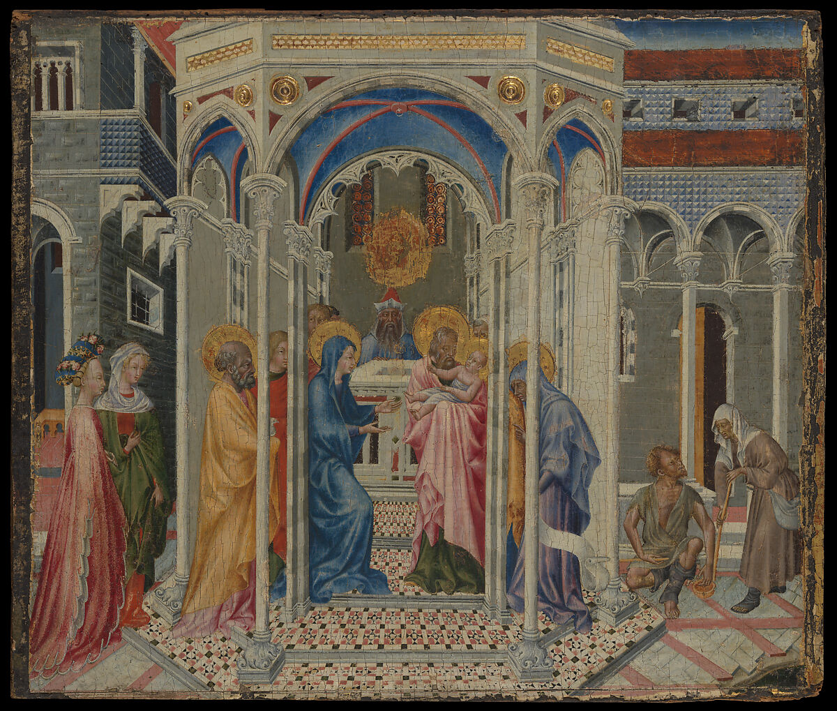 The Presentation of Christ in the Temple, Giovanni di Paolo (Giovanni di Paolo di Grazia) (Italian, Siena 1398–1482 Siena), Tempera and gold on wood 
