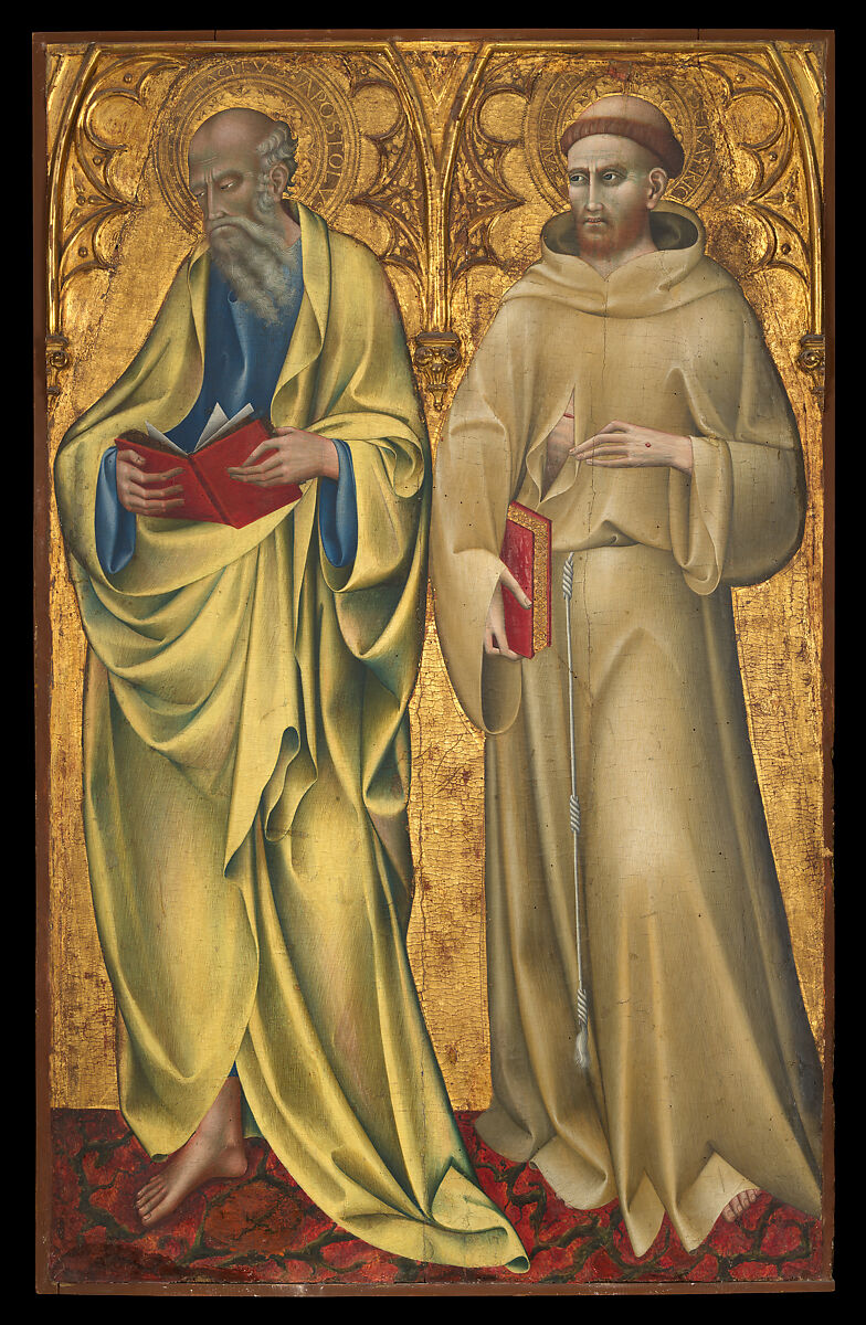 Saints Matthew and Francis, Giovanni di Paolo (Giovanni di Paolo di Grazia) (Italian, Siena 1398–1482 Siena), Tempera on wood, gold ground 