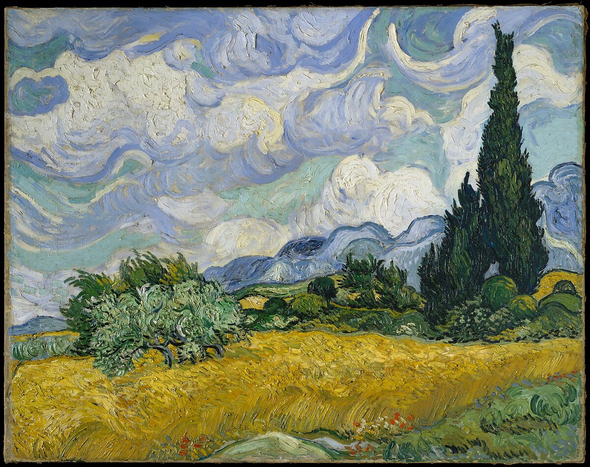 Wheat Field with Cypresses, Vincent van Gogh  Dutch, Oil on canvas