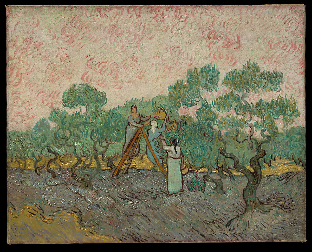 Women Picking Olives, Vincent van Gogh (Dutch, Zundert 1853–1890 Auvers-sur-Oise), Oil on canvas 