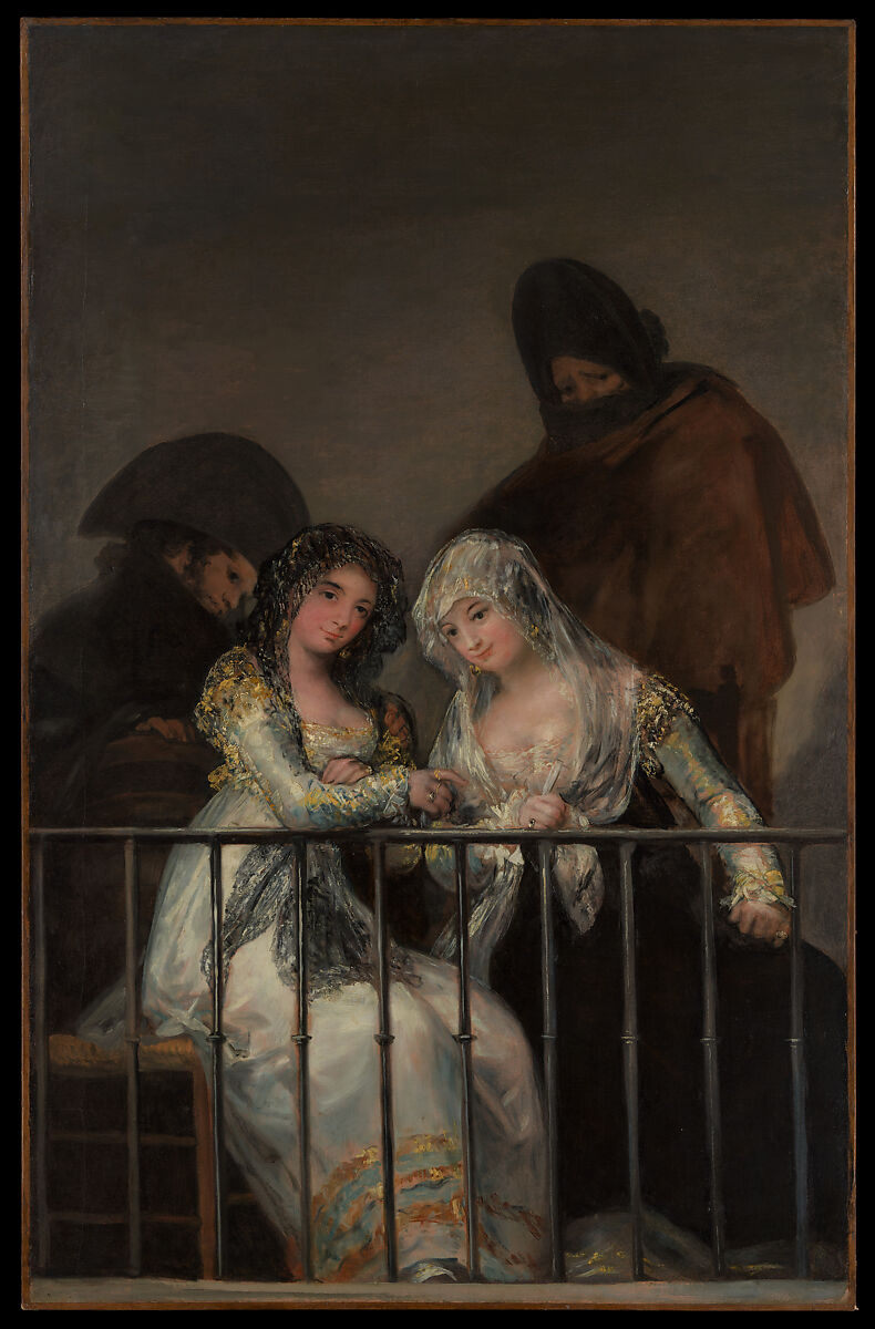 Majas on a Balcony, Attributed to Goya (Francisco de Goya y Lucientes) (Spanish, Fuendetodos 1746–1828 Bordeaux), Oil on canvas 