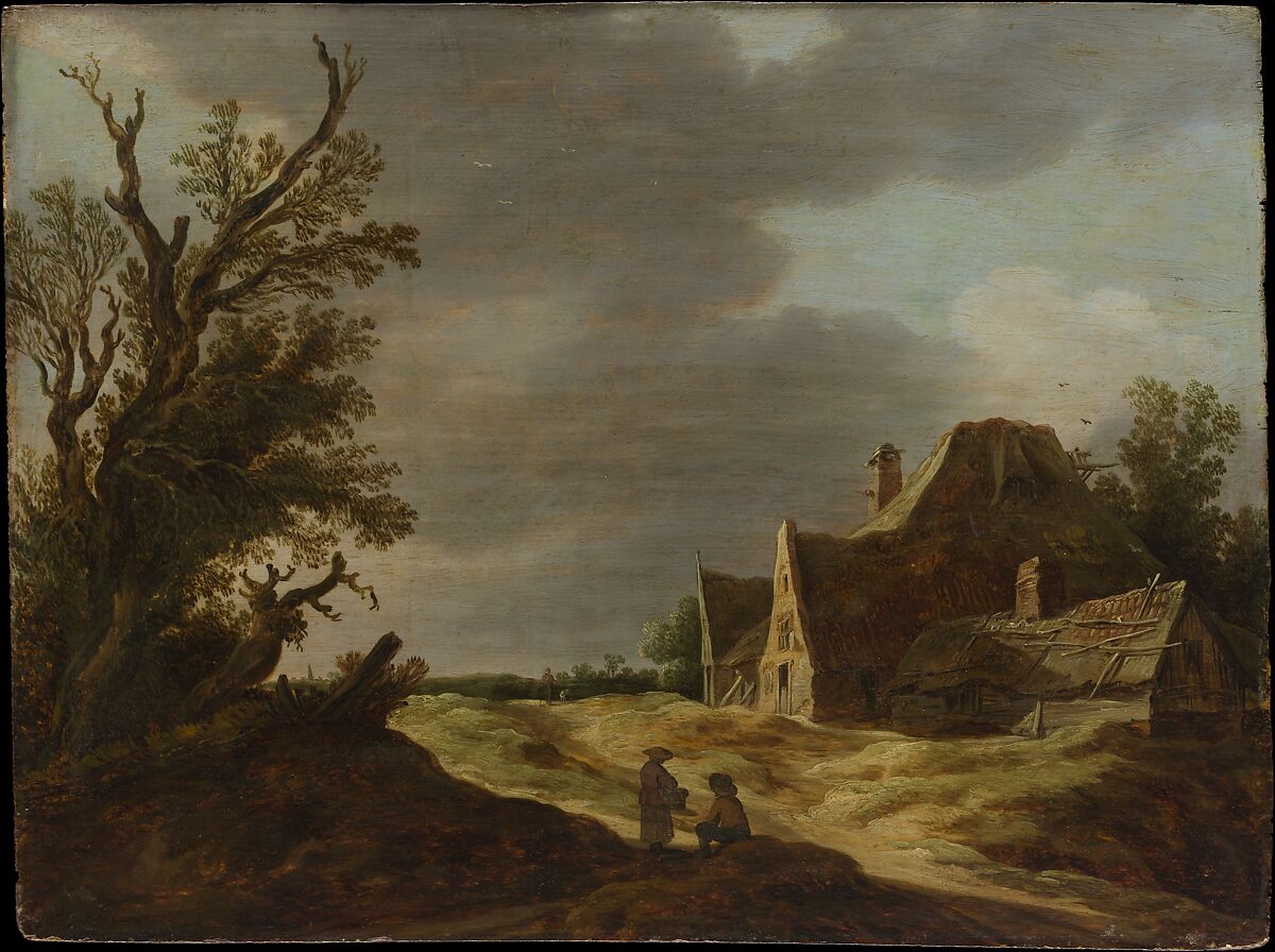 Sandy Road with a Farmhouse, Jan van Goyen (Dutch, Leiden 1596–1656 The Hague), Oil on wood 
