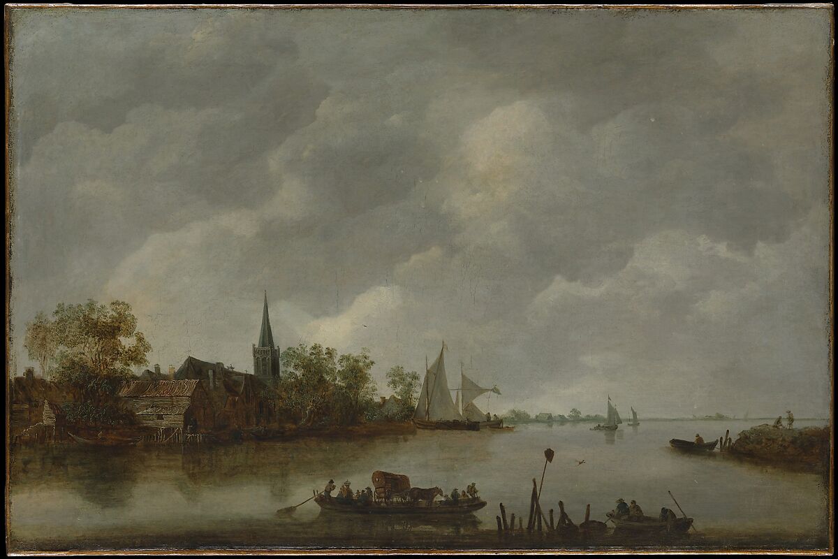 River View with a Village Church, Style of Jan van Goyen (Dutch, mid-17th century), Oil on canvas 