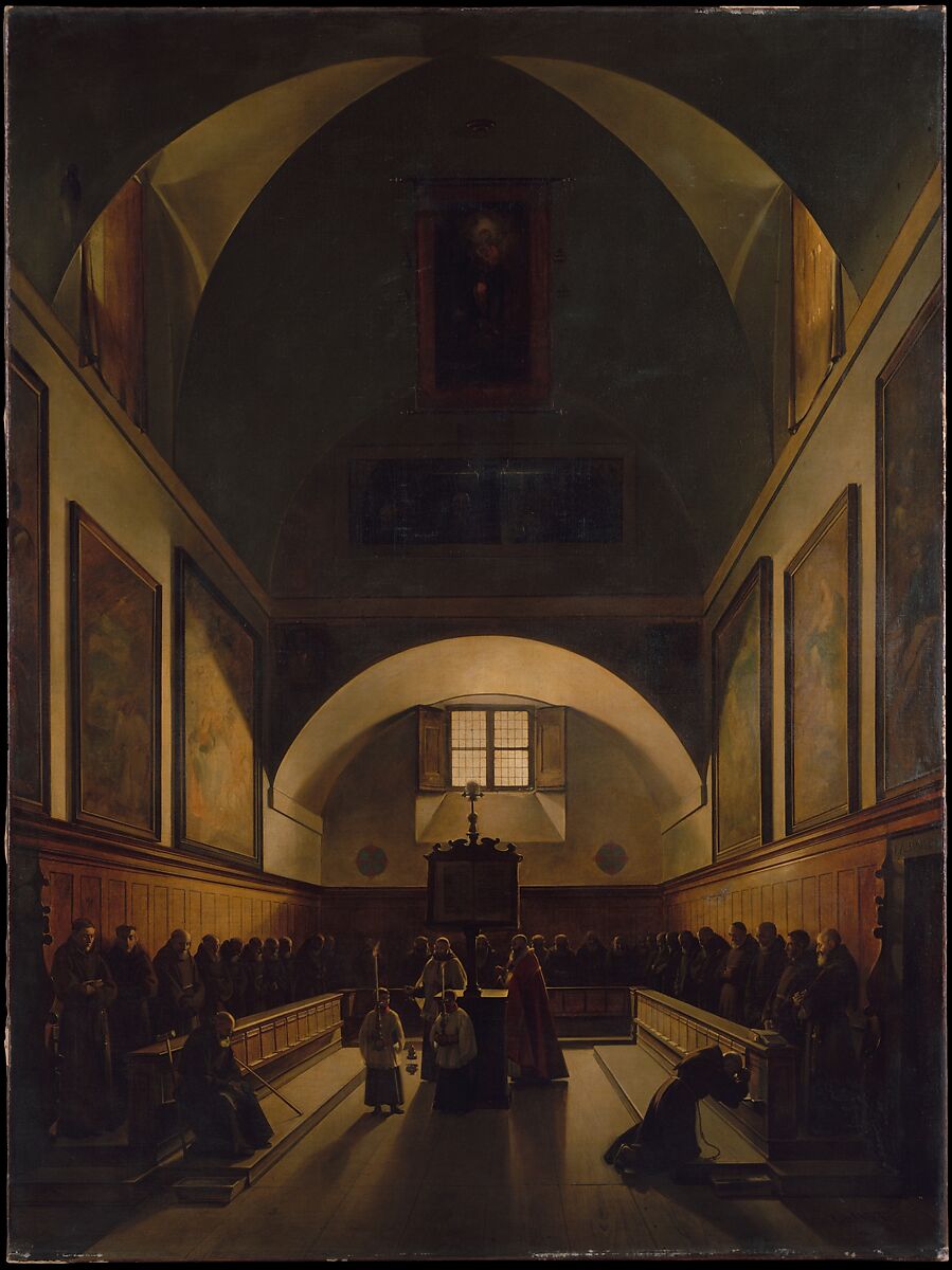 The Choir of the Capuchin Church in Rome, François Marius Granet (French, Aix-en-Provence 1775–1849 Aix-en-Provence), Oil on canvas 