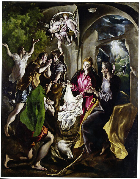The Adoration of the Shepherds, El Greco (Domenikos Theotokopoulos) and Workshop (Greek, Iráklion (Candia) 1541–1614 Toledo), Oil on canvas