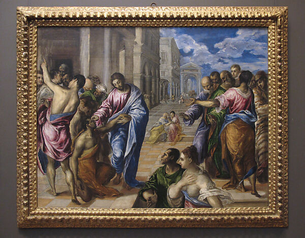 Christ Healing the Blind, El Greco (Domenikos Theotokopoulos) (Greek, Iráklion (Candia) 1541–1614 Toledo), Oil on canvas