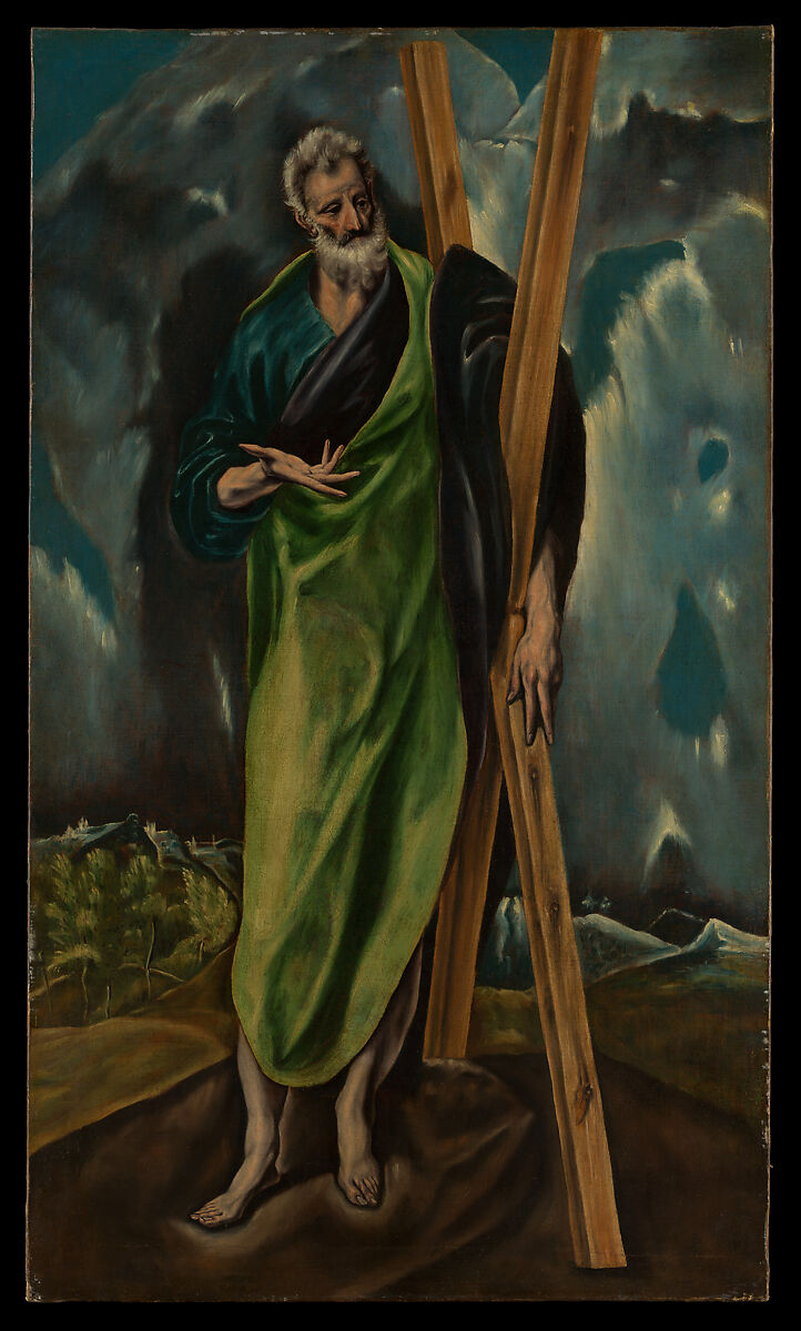 Saint Andrew, Workshop of El Greco (Domenikos Theotokopoulos) (Greek, Iráklion (Candia) 1541–1614 Toledo), Oil on canvas 