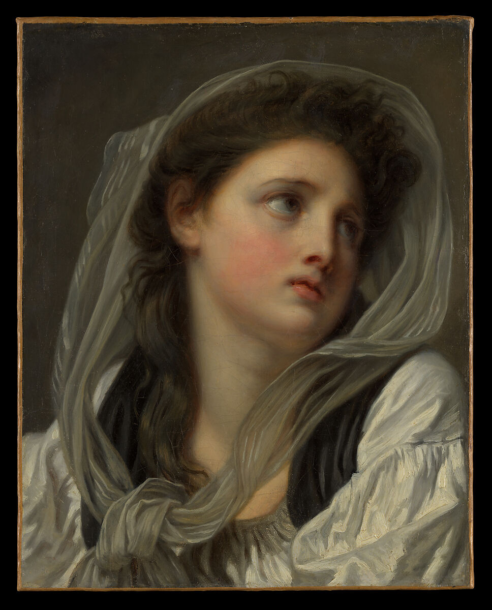 Head of a Young Woman, Jean-Baptiste Greuze (French, Tournus 1725–1805 Paris), Oil on canvas 