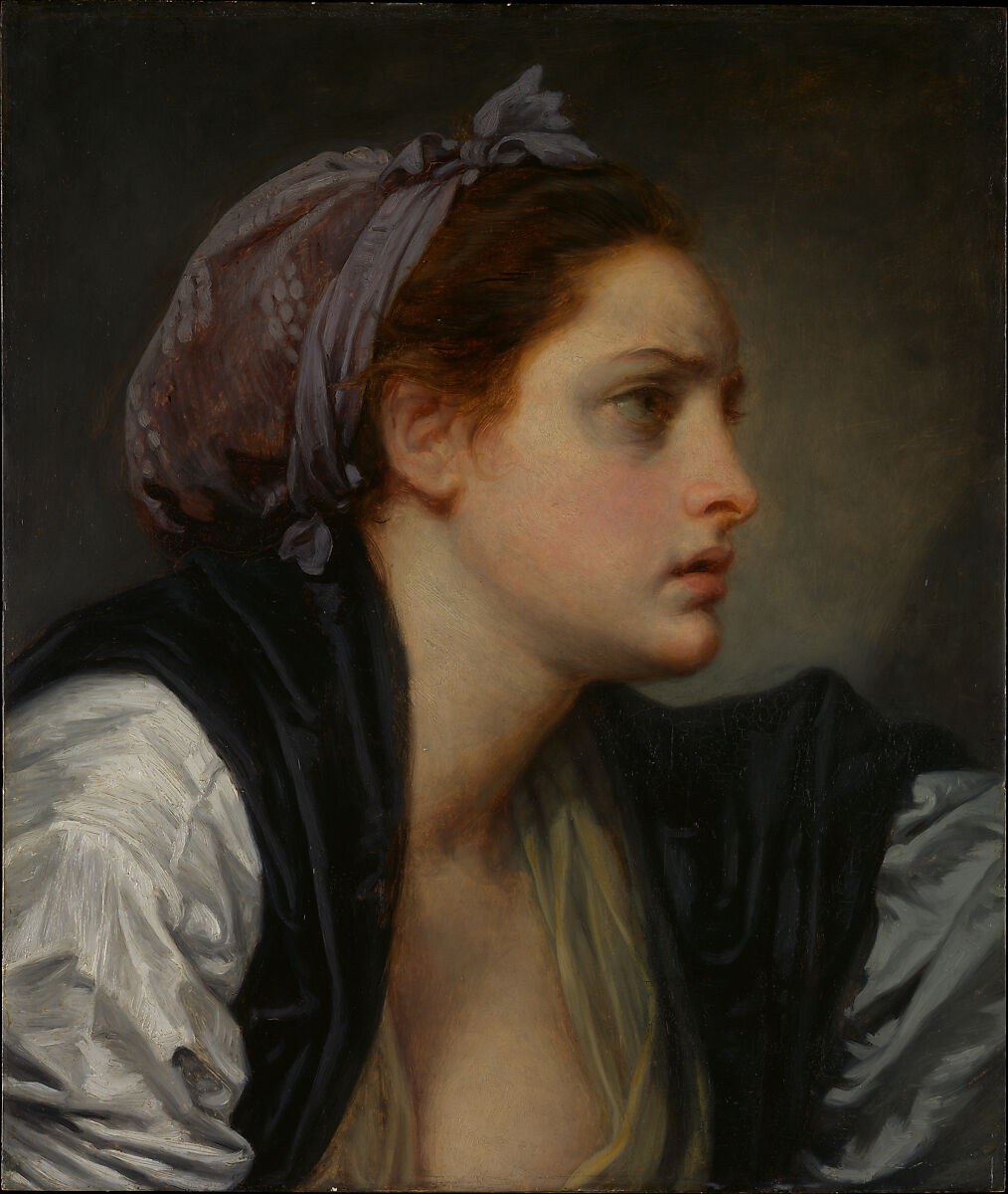 Study of a Woman’s Head, Jean-Baptiste Greuze  French, Oil on wood