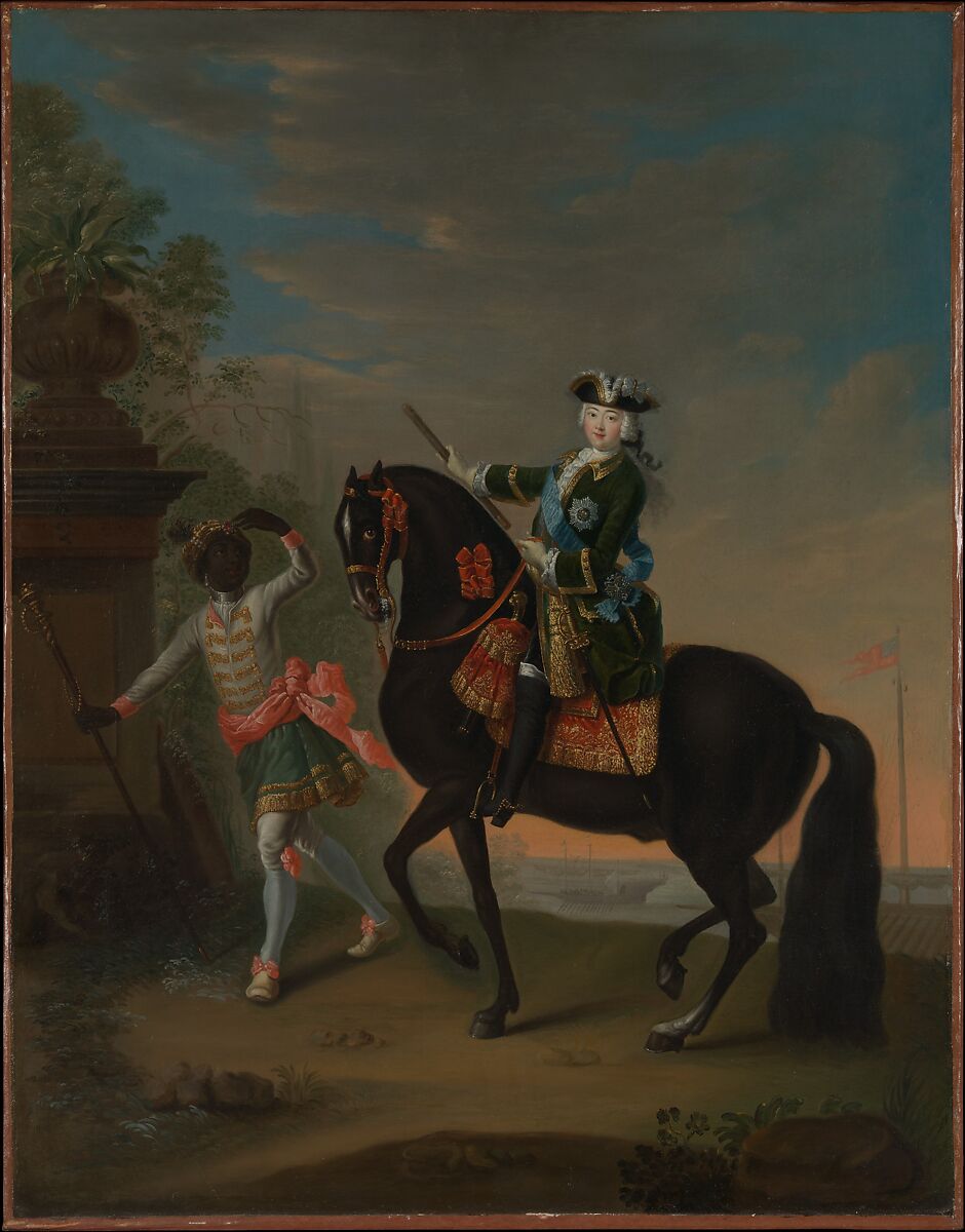 The Empress Elizabeth of Russia (1709–1762) on Horseback, Attended by a Page, Attributed to Georg Christoph Grooth (German, 1716–1749), Oil on canvas 