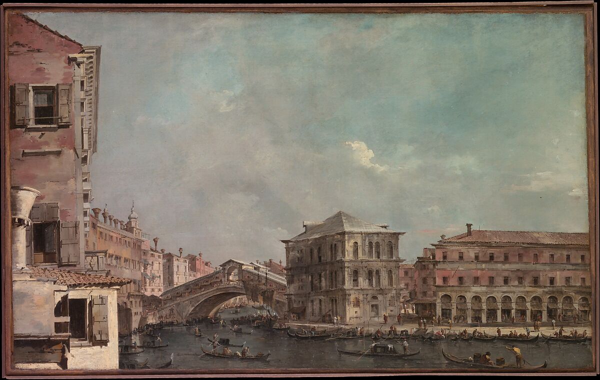 The Grand Canal above the Rialto, Francesco Guardi  Italian, Oil on canvas