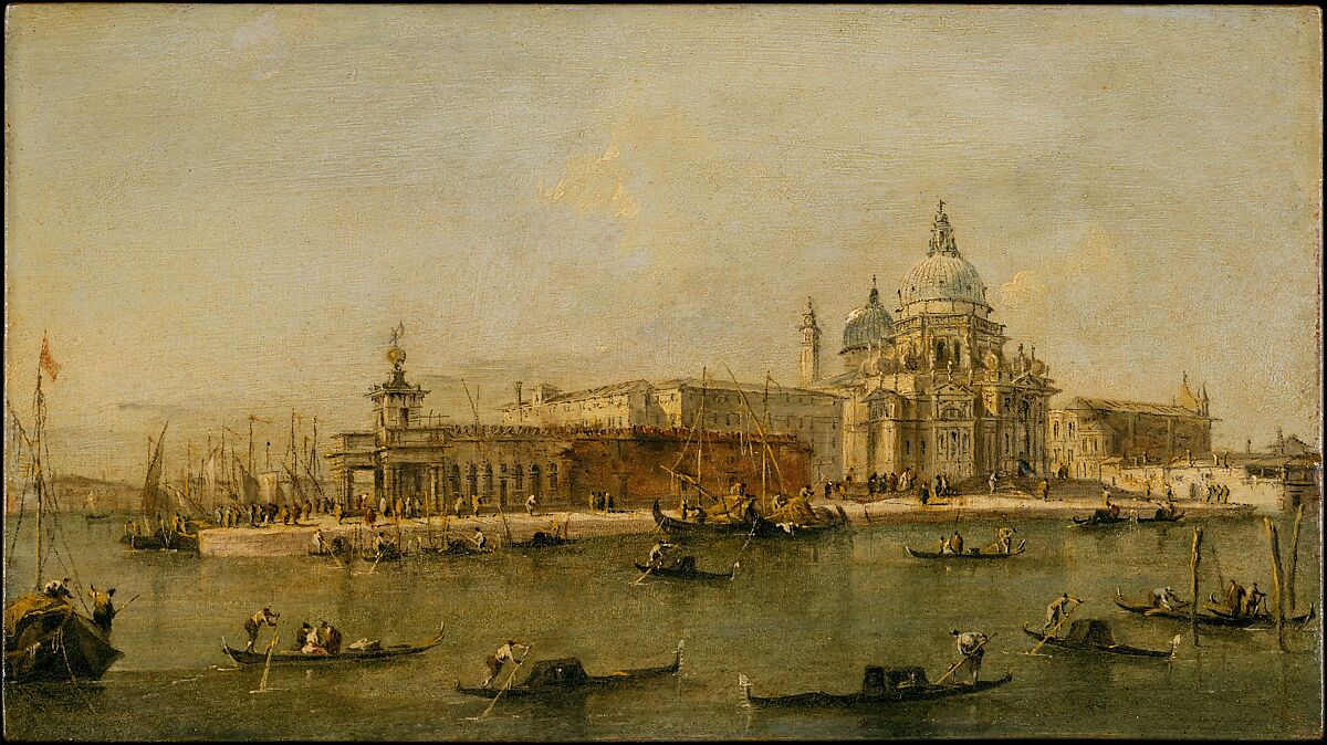 Venice: The Dogana and Santa Maria della Salute, Workshop of Francesco Guardi (Italian, Venice 1712–1793 Venice), Oil on wood 