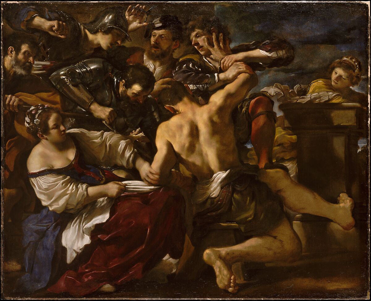 Samson Captured by the Philistines, Guercino (Giovanni Francesco Barbieri) (Italian, Cento 1591–1666 Bologna), Oil on canvas 