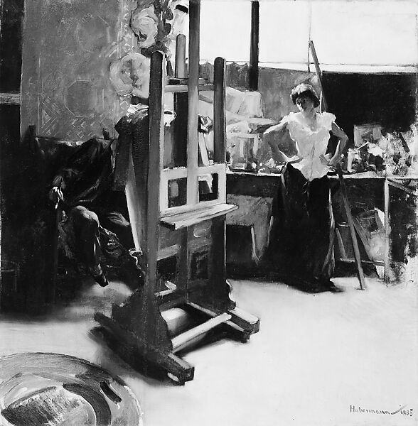 In the Studio, Hugo von Habermann (German, Dillingen 1849–1929 Munich), Oil on canvas 