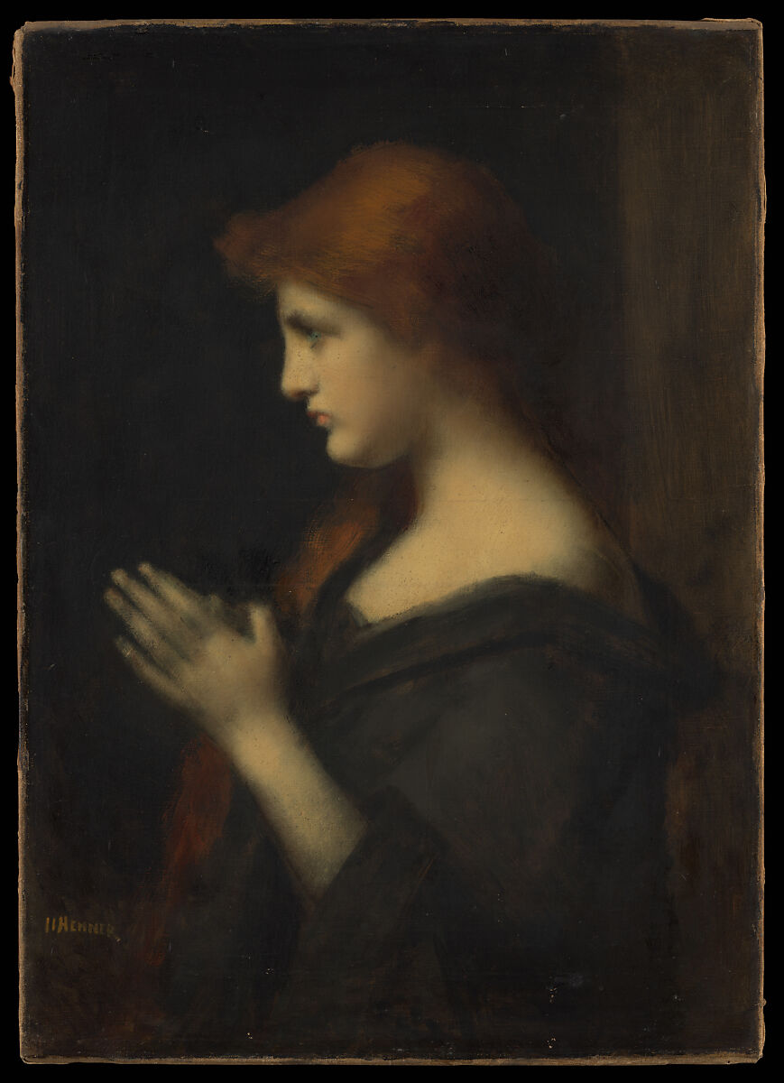 Young Woman Praying, Jean-Jacques Henner (French, Bernwiller 1829–1905 Paris), Oil on canvas 