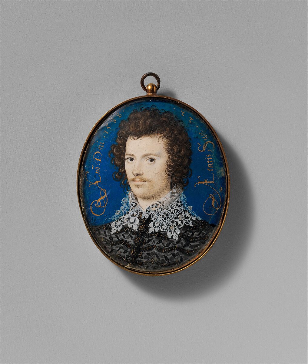 Portrait of a Young Man, Probably Robert Devereux (1566–1601), Second Earl of Essex, Nicholas Hilliard  British, Vellum laid on card