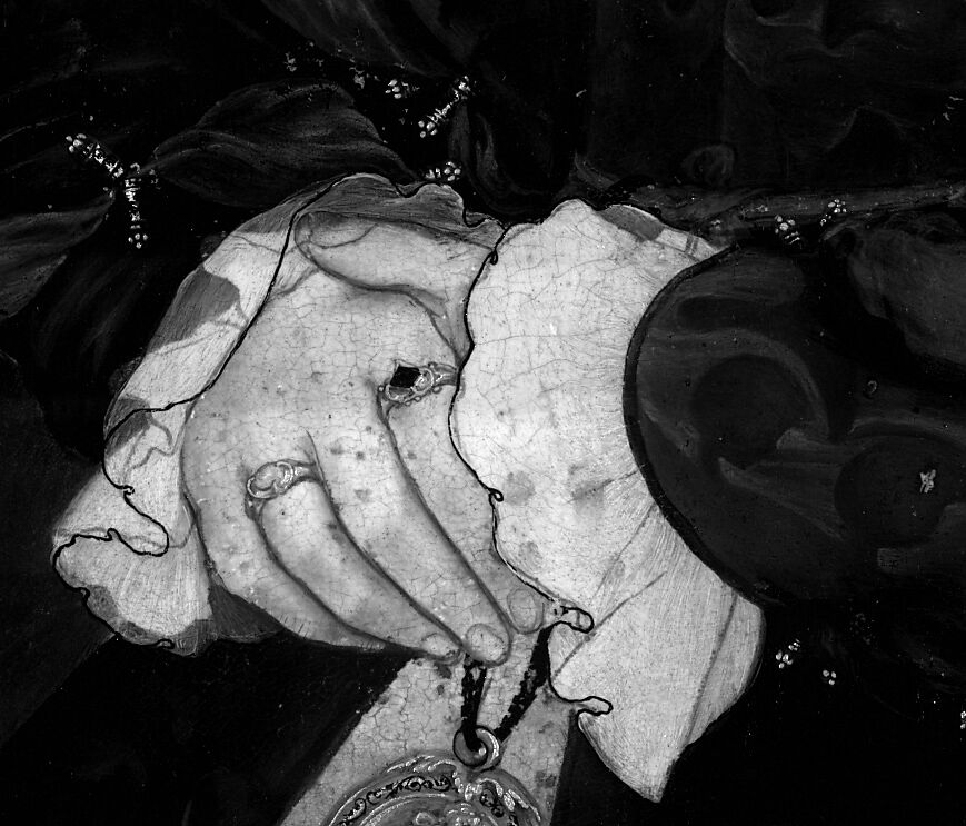 Lady Lee (Margaret Wyatt, born about 1509), Workshop of Hans Holbein the Younger (German, Augsburg 1497/98–1543 London), Oil and gold on oak