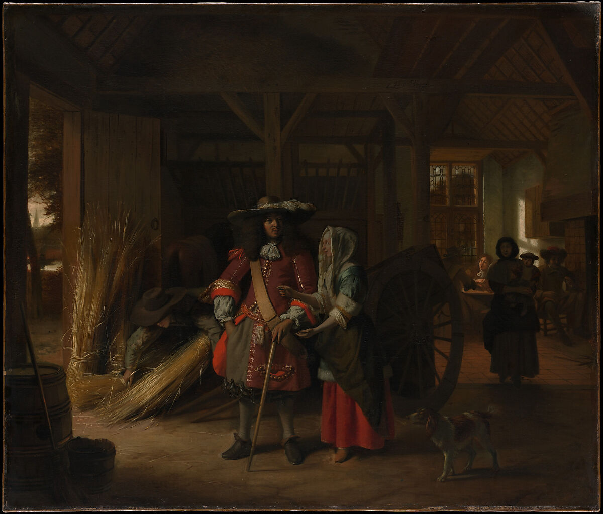 Paying the Hostess, Pieter de Hooch (Dutch, Rotterdam 1629–1684 Amsterdam), Oil on canvas 
