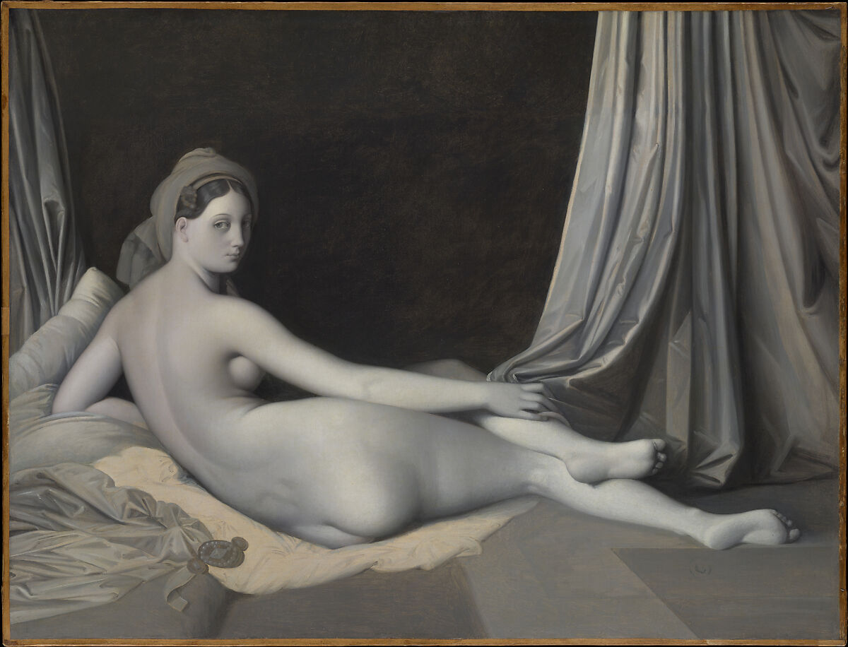 Odalisque in Grisaille, Jean Auguste Dominique Ingres (French, Montauban 1780–1867 Paris) and Workshop, Oil on canvas 