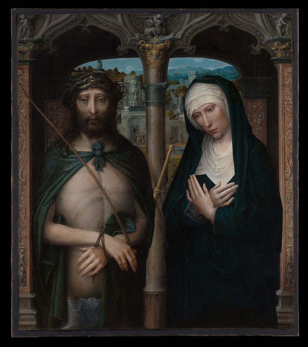 Christ Crowned with Thorns (Ecce Homo), and the Mourning Virgin (Mater Dolorosa), Adriaen Isenbrant (Netherlandish, active by 1510–died 1551 Bruges), Oil on canvas, transferred from wood 