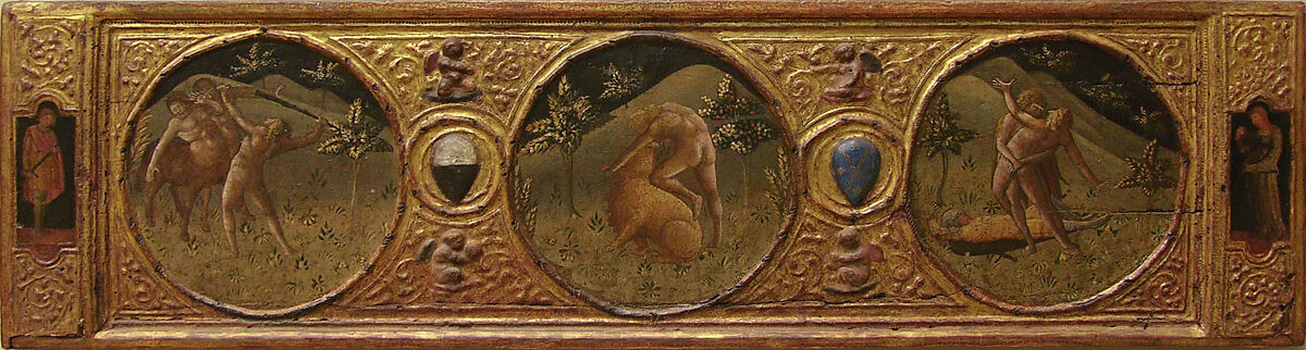 The Labors of Hercules, Italian (Florentine or Sienese) Painter (second quarter 15th century), Tempera on wood, embossed and gilt ornament 