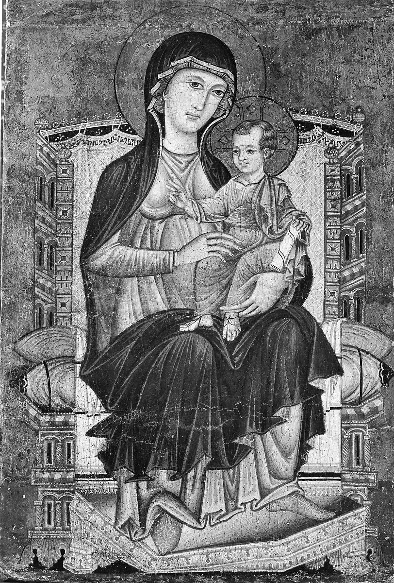 Madonna and Child Enthroned, Italian (Florentine) Painter (fourth quarter 13th century), Tempera on wood, gold ground 