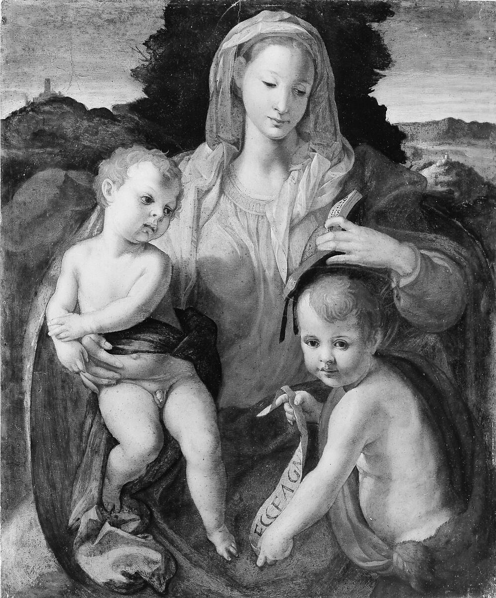 Madonna and Child with the Young Saint John the Baptist, Italian (Florentine) Painter (mid-16th century), Oil on wood 