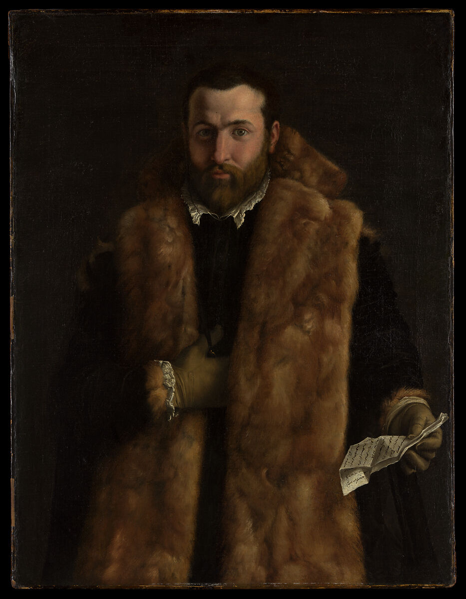 Portrait of a Man in a Fur-Trimmed Coat, Italian (Lombard) Painter (ca. 1540), Oil on canvas 