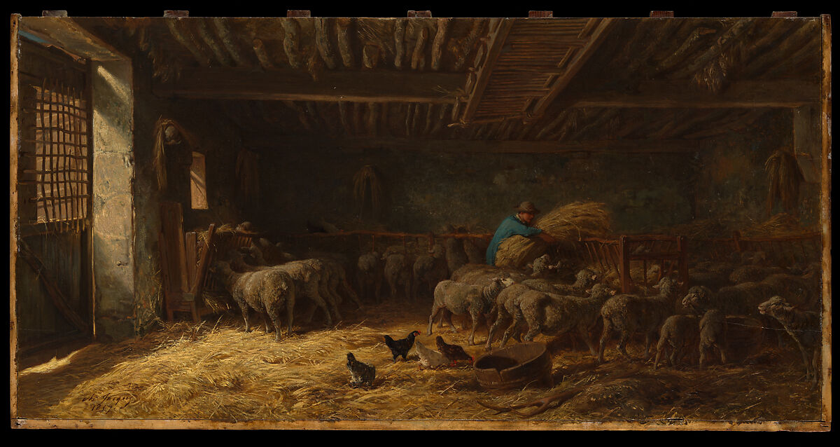 The Sheepfold, Charles Jacque (French, Paris 1813–1894 Paris), Oil on wood 