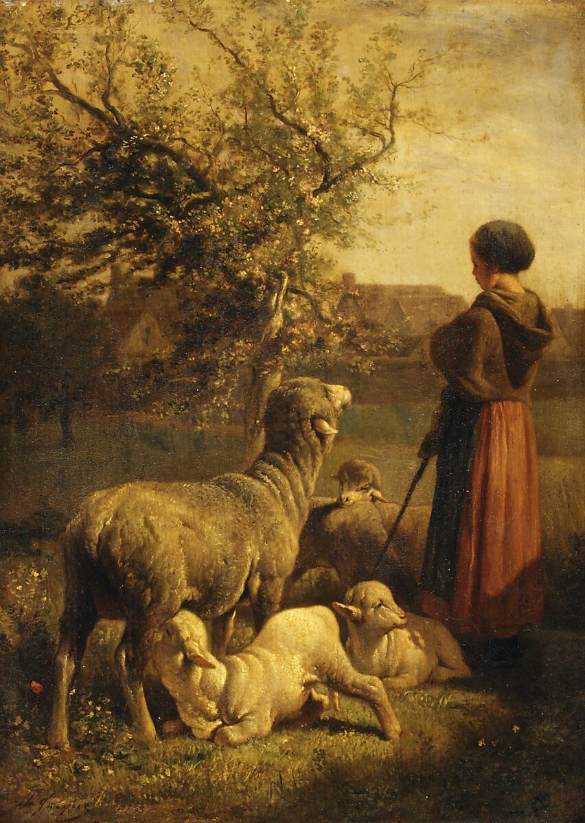 Springtime, Charles Jacque (French, Paris 1813–1894 Paris), Oil on wood 