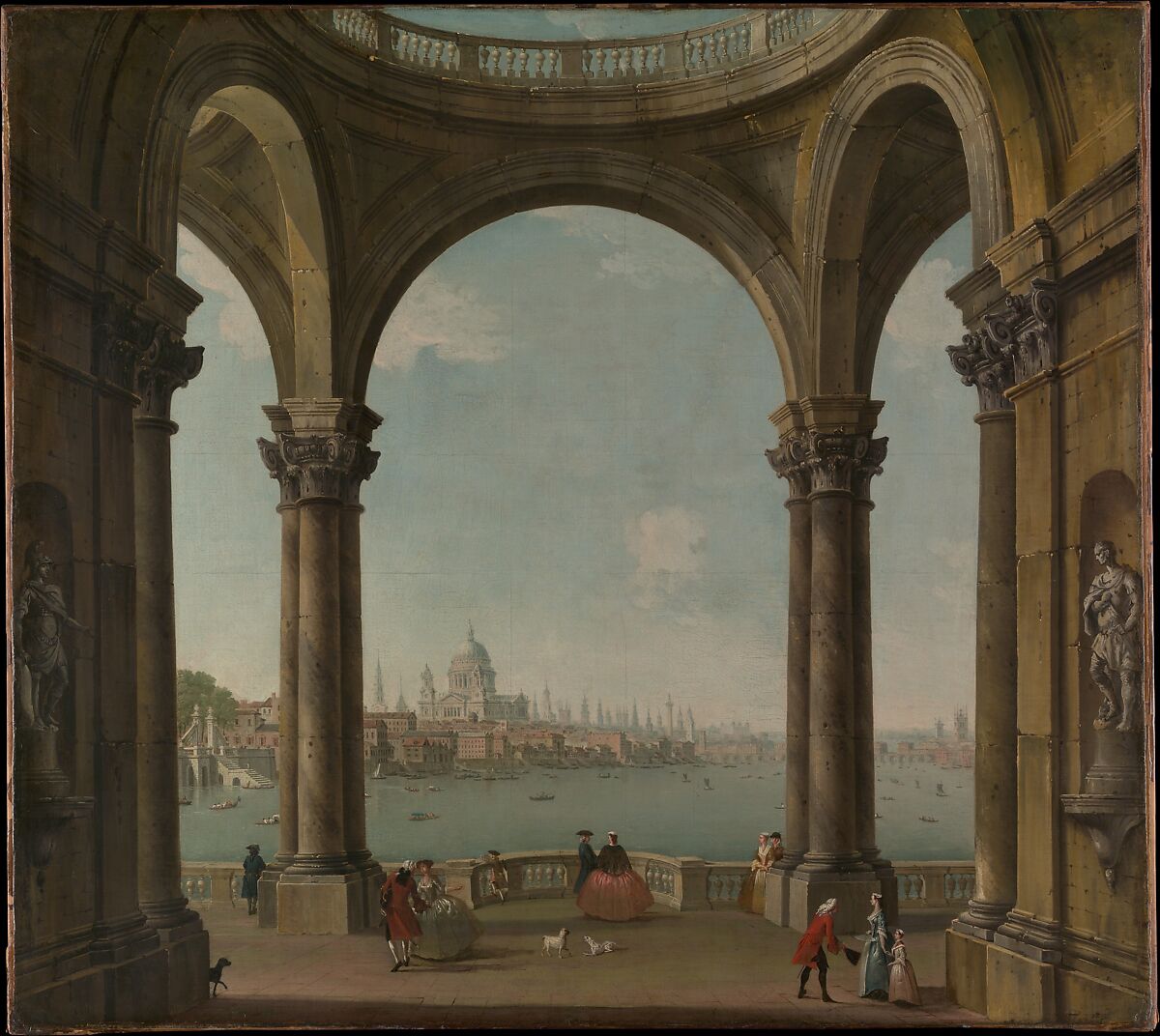 Capriccio with St. Paul's and Old London Bridge, Antonio Joli (Italian, Modena 1700–1777 Naples), Oil on canvas 