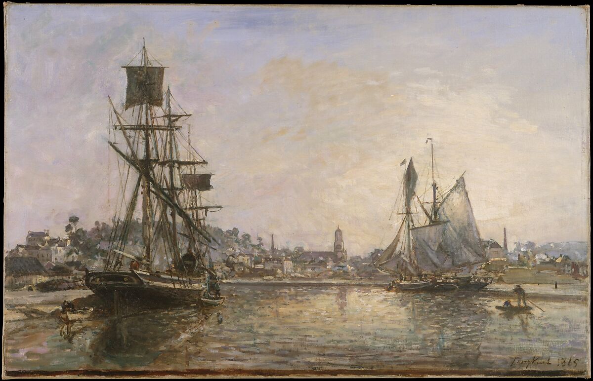 Honfleur, Johan Barthold Jongkind (Dutch, Latrop 1819–1891 La-Côte-Saint-André), Oil on canvas 