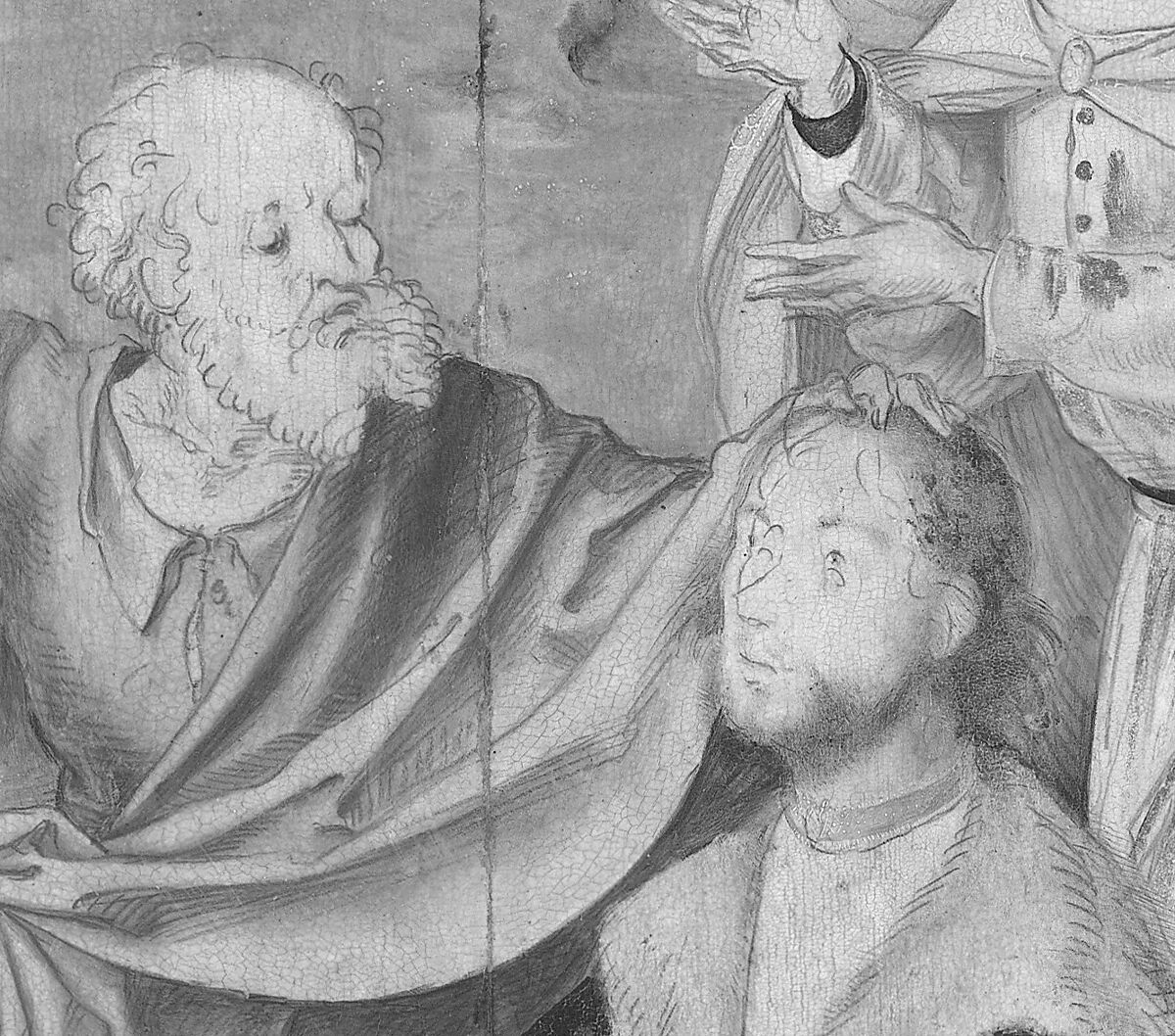 The Crucifixion with Saints and a Donor, Joos van Cleve (Netherlandish, Cleve ca. 1485–1540/41 Antwerp) and a collaborator, Oil on wood