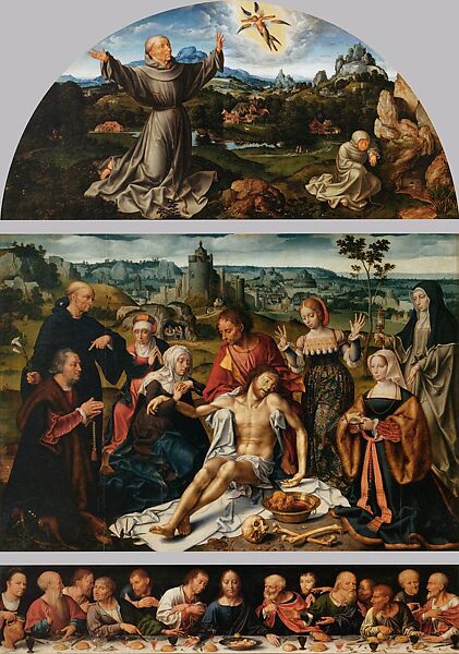 The Crucifixion with Saints and a Donor, Joos van Cleve (Netherlandish, Cleve ca. 1485–1540/41 Antwerp) and a collaborator, Oil on wood