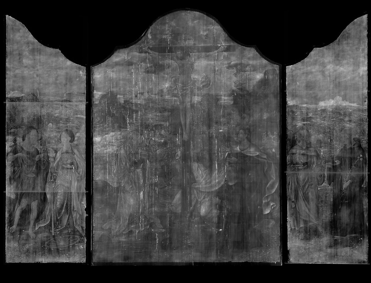 The Crucifixion with Saints and a Donor, Joos van Cleve (Netherlandish, Cleve ca. 1485–1540/41 Antwerp) and a collaborator, Oil on wood