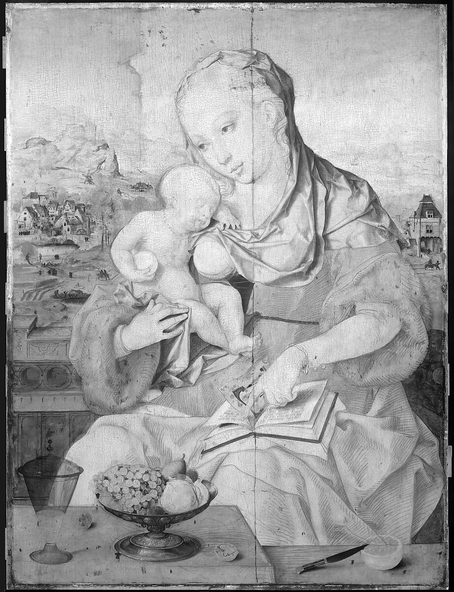 Virgin and Child, Joos van Cleve (Netherlandish, Cleve ca. 1485–1540/41 Antwerp) and a collaborator, Oil on wood