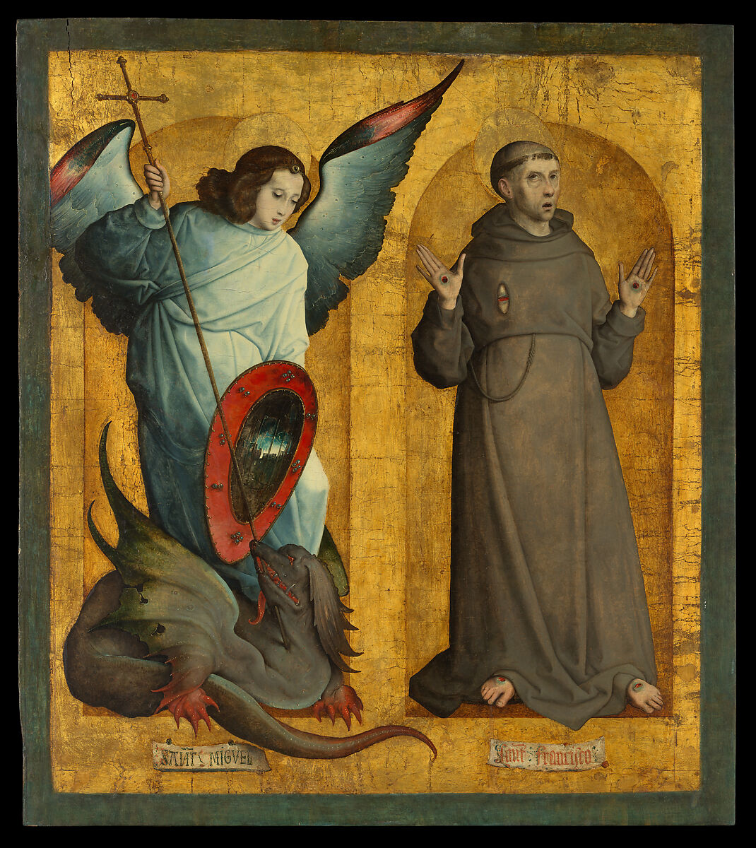 Saints Michael and Francis, Juan de Flandes (Netherlandish, active by 1496–died 1519 Palencia), Oil on wood, gold ground 