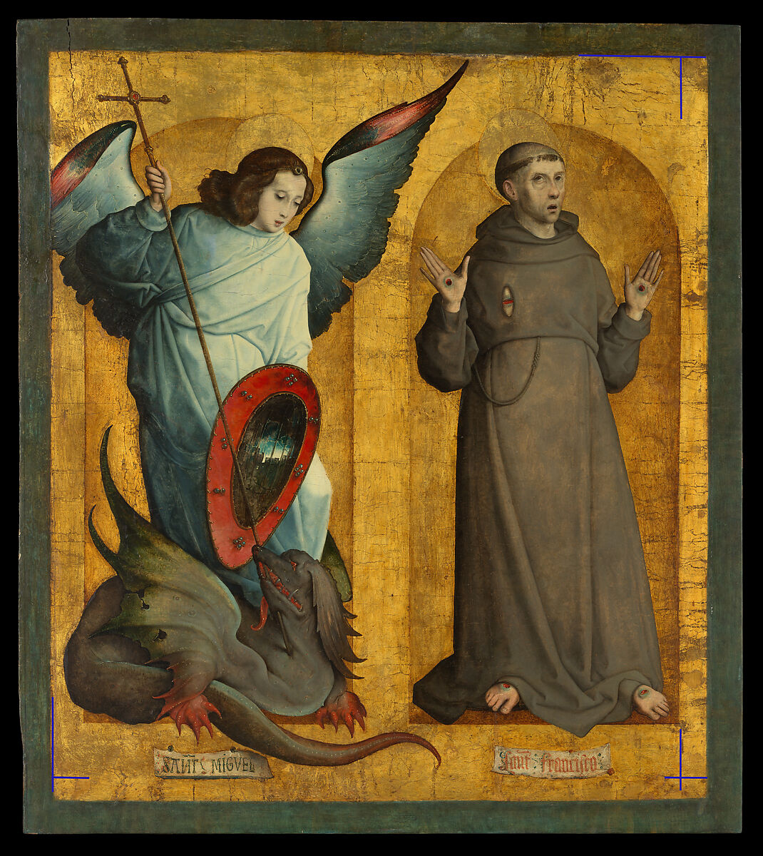 Saints Michael and Francis, Juan de Flandes (Netherlandish, active by 1496–died 1519 Palencia), Oil on wood, gold ground
