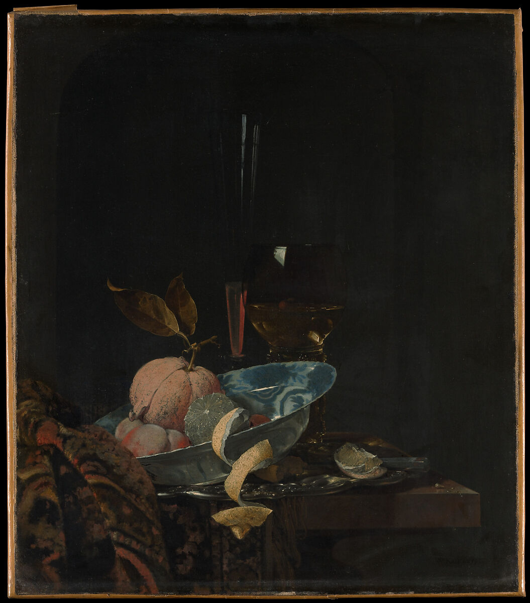 Still Life with Fruit, Glassware, and a Wanli Bowl, Willem Kalf (Dutch, Rotterdam 1619–1693 Amsterdam), Oil on canvas 