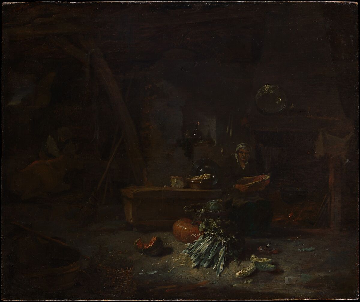 Interior of a Kitchen, Willem Kalf (Dutch, Rotterdam 1619–1693 Amsterdam), Oil on wood 