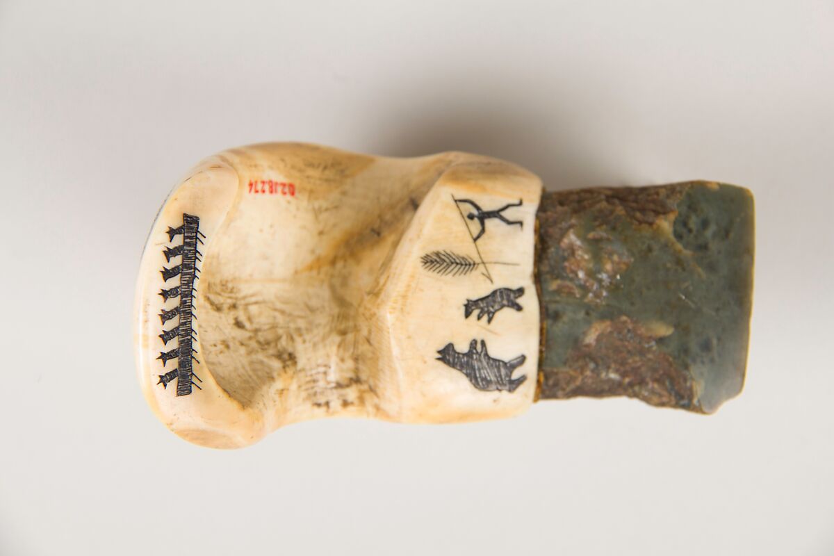 Scraper, Nephrite, spinach-green, North America (Alaska)