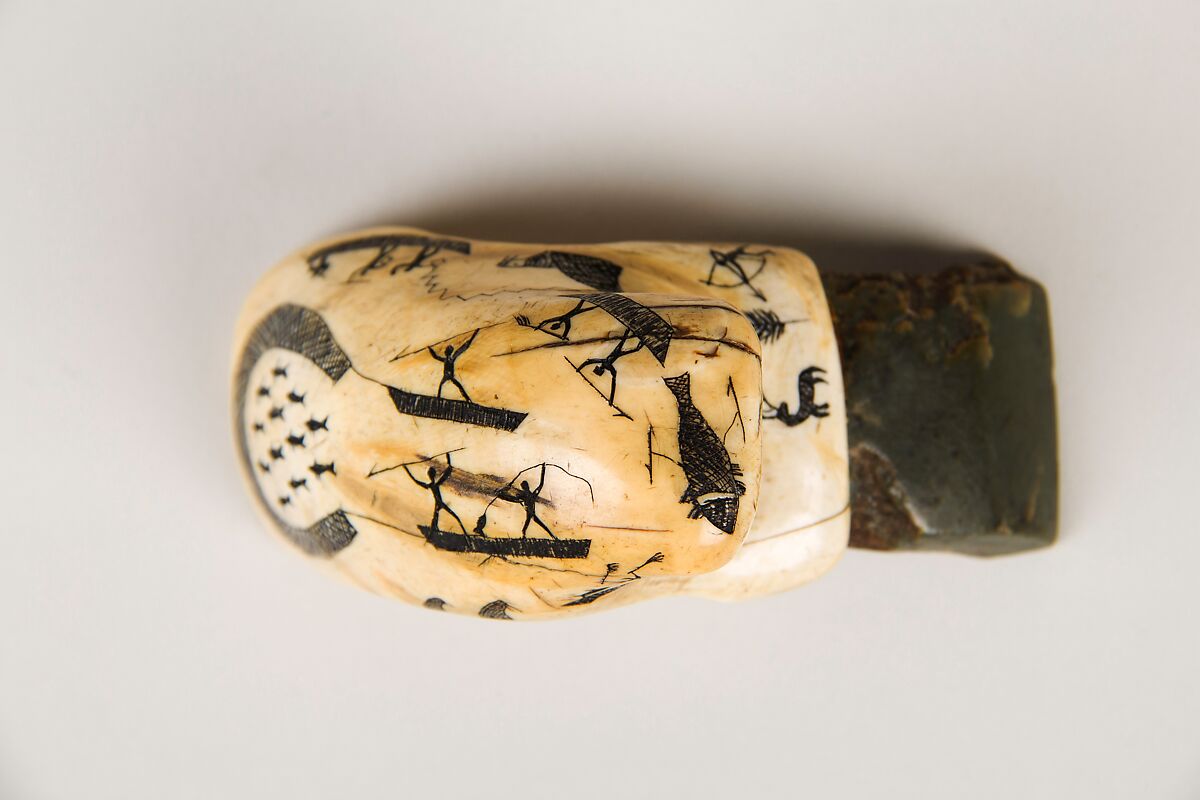 Scraper, Nephrite, spinach-green, North America (Alaska)