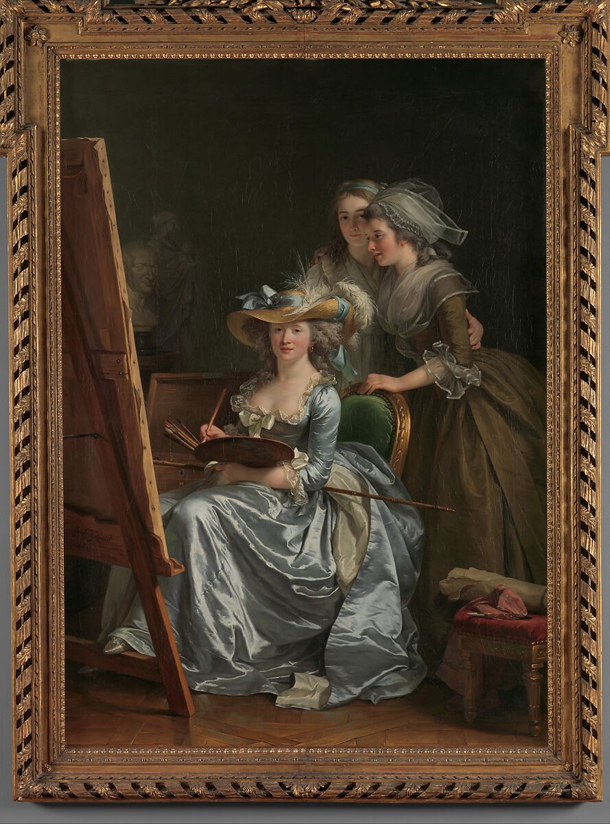 Self-Portrait with Two Pupils, Marie Gabrielle Capet (1761–1818) and Marie Marguerite Carraux de Rosemond (1765–1788), Adélaïde Labille-Guiard (French, Paris 1749–1803 Paris), Oil on canvas 