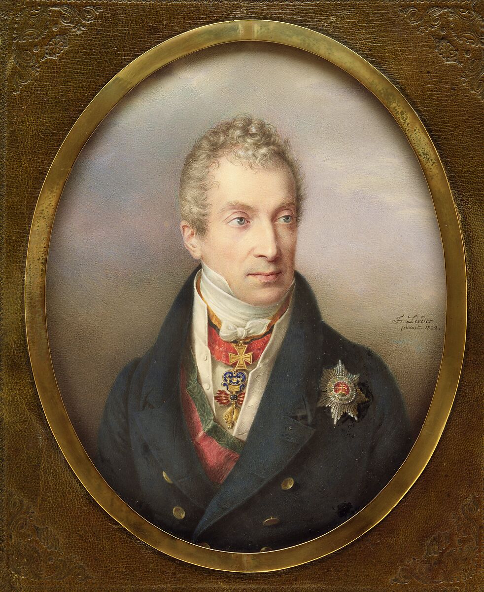 Prince Klemens Wenzel Lothar von Metternich (1773–1859), Friedrich Johann Gottlieb Lieder (German, 1780–1859), Card laid on recent support 