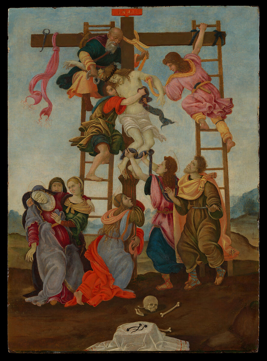 The Descent from the Cross, Workshop of Filippino Lippi (Italian, Prato ca. 1457–1504 Florence), Tempera on wood 