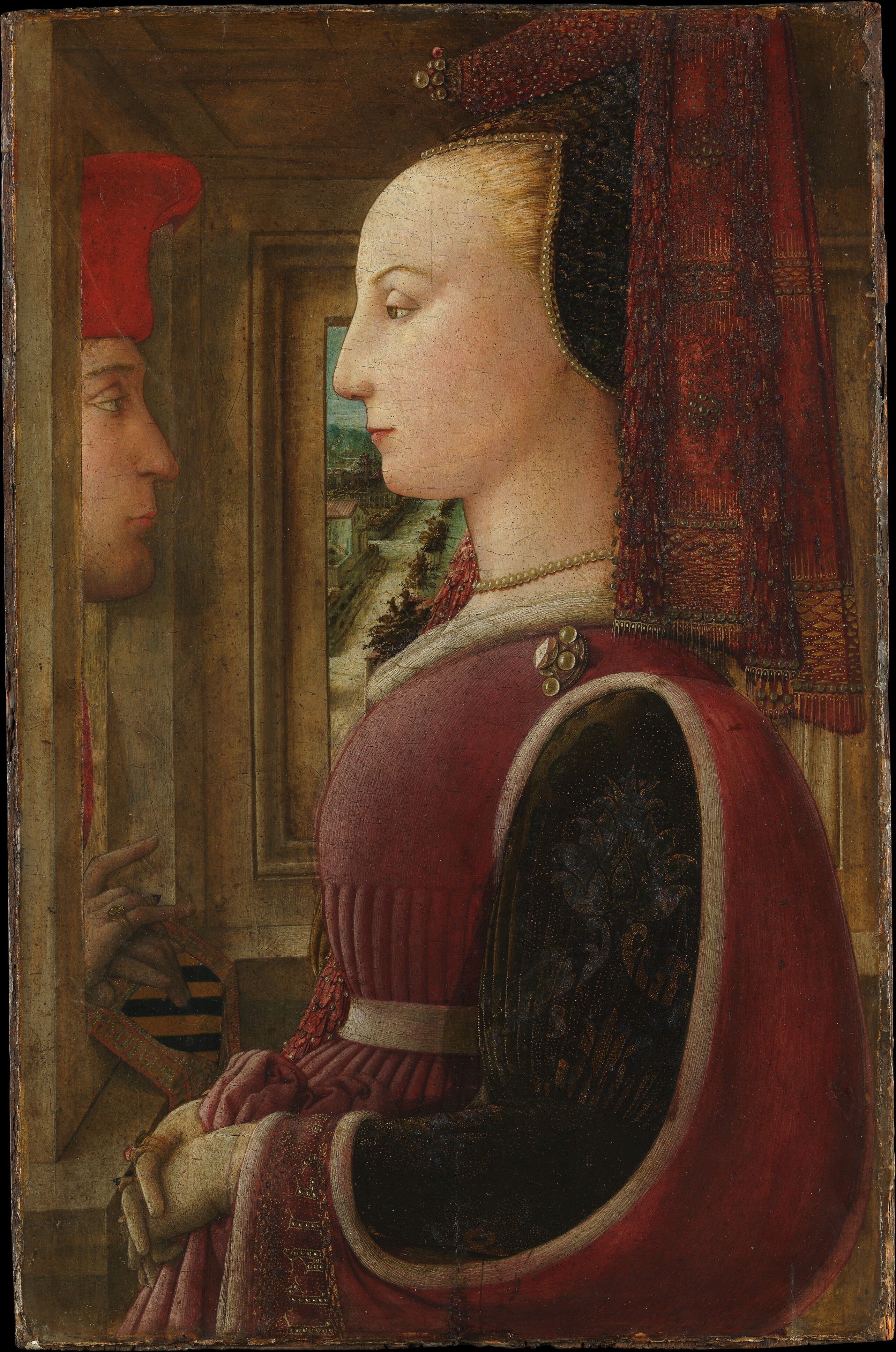 MARCO PORTRAIT 女性の肖像画 Fra Filippo Lippi - Portrait of a Woman with a Man at a Casement