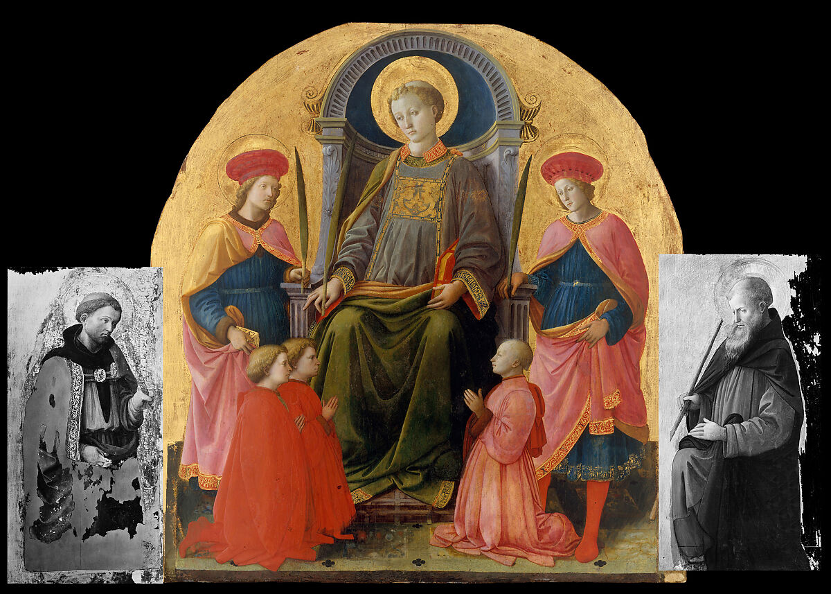 Saint Lawrence Enthroned with Saints and Donors, Fra Filippo Lippi (Italian, Florence ca. 1406–1469 Spoleto), Tempera on wood, gold ground