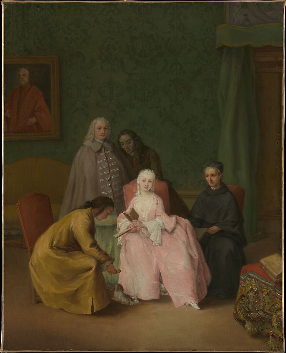 The Visit, Pietro Longhi (Pietro Falca) (Italian, Venice 1701–1785 Venice), Oil on canvas 