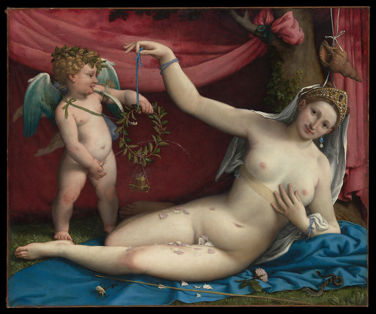 Venus and Cupid, Lorenzo Lotto (Italian, Venice ca. 1480–1556 Loreto), Oil on canvas 