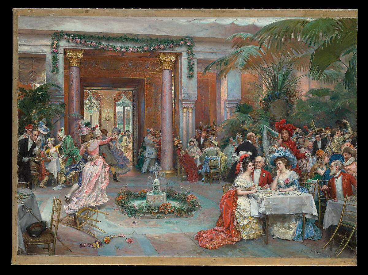 Masquerade Ball at the Ritz Hotel, Paris, Raimundo de Madrazo y Garreta (Spanish (born Italy), Rome 1841–1920 Versailles), Oil on canvas 